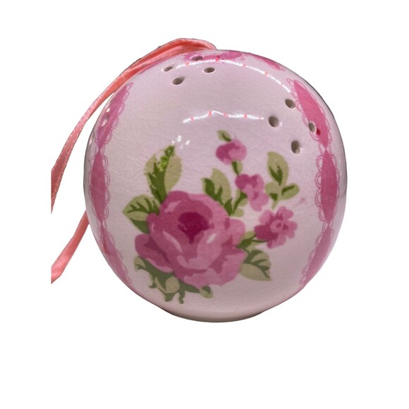 Vintage Ceramic Potpourri Pomander Hanging Ball Floral Pink w/Potpourri - Picture 5 of 8